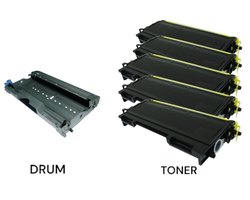 KATRIZ KATRIZ® huismerk toner 1x Drum2000/2005 +5x Toner TNN2000/TN2005 Geschikt voor Brother DCP 7020/7010/7025/ FAX 2820/2920/ HL…