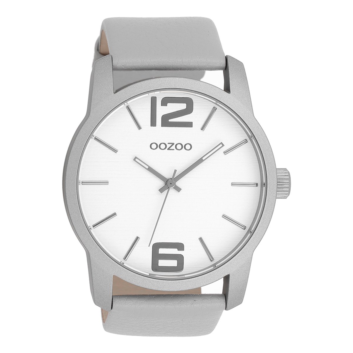 OOZOO Timepieces - Steengrijze horloge met steengrijze leren band - C9085