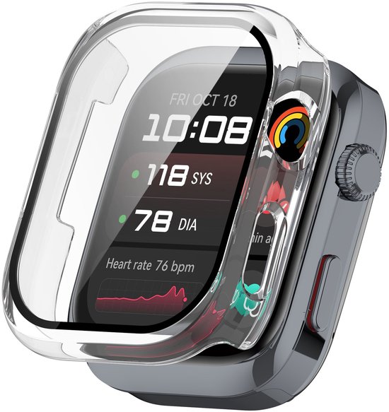 Doorzichtige hardcase hoesje met screenprotector voor Huawei Watch D2, toont een actief display.
