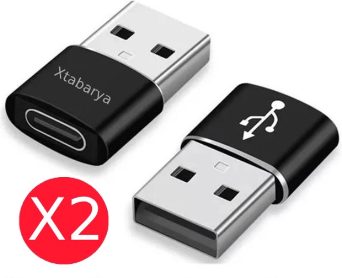 Image of 2X Usb Type C Adapter Usb 3.0 Type A Male Naar Usb 3.1 Type C Vrouwelijke Converter Usb C Opladen Data transfer Adapter zwart