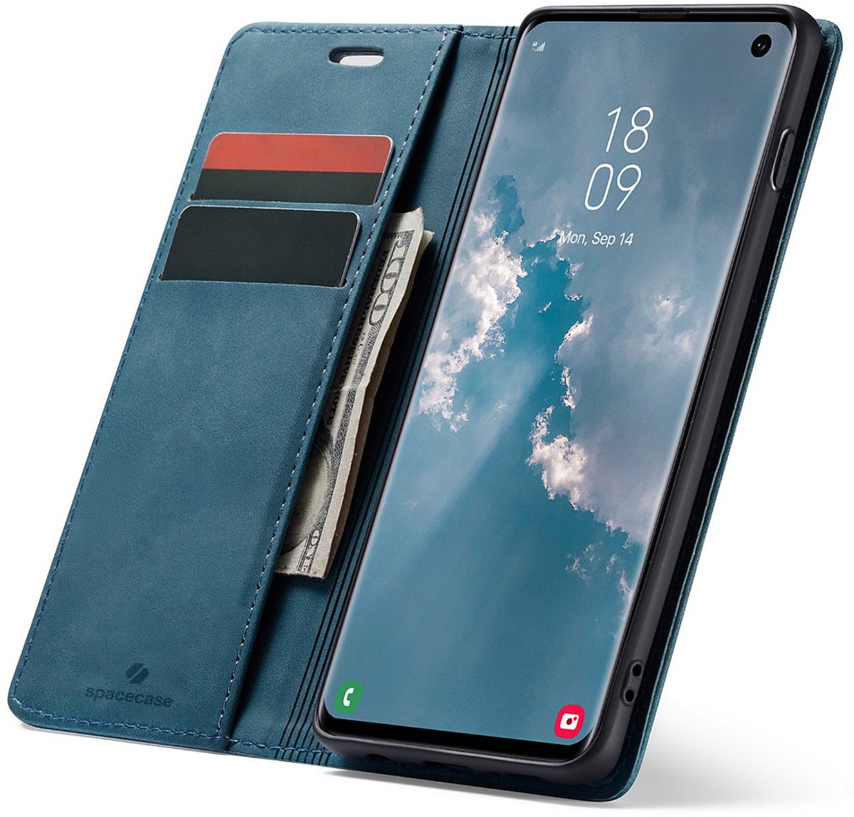 Spacecase Case Portefeuille Galaxy S10 Blauw Voor Samsung S10
