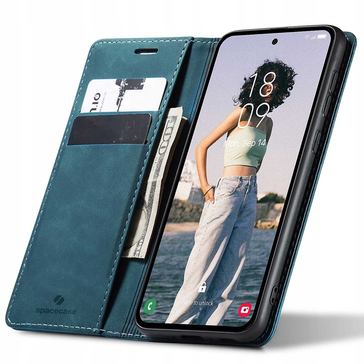 Spacecase Portefeuille Voor Galaxy A32 5G Case Blauw