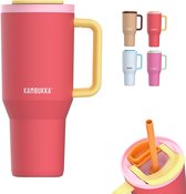 Kambukka Rio - Gobelet 950ml - Gourde Papaye Pink avec Paille Télescopique - Anti-fuite - Sans BPA