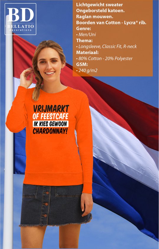 Bellatio Decorations Koningsdag verkleed sweater dames - ik kies gewoon Chardonnay - oranje XXL