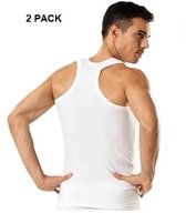 Marco Rossi Premium Kwaliteit - Halterhemd - Onderhemd - Hemden heren - Haltertop - Tanktop hemd - Katoen - Wit - 2Pack - Maat L