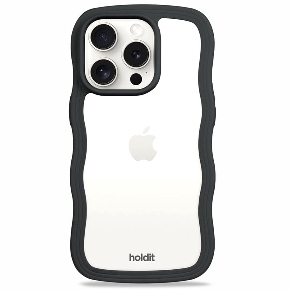 Holdit Wavy Case geschikt voor Apple iPhone 14 Pro - Black / Transparent