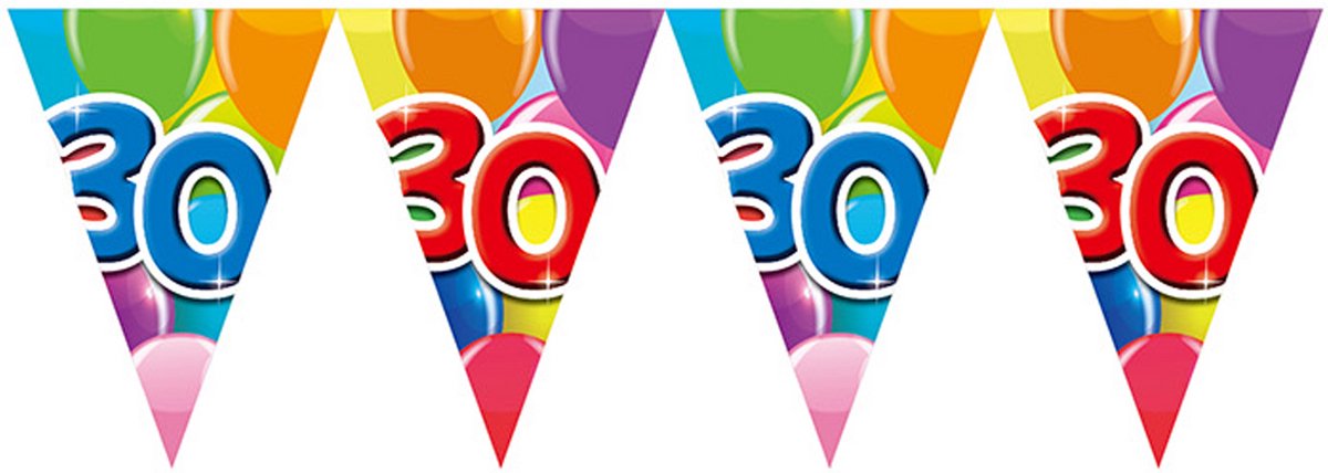 2x Vlaggenlijn 30 jaar 10 meter dubbelzijdig bedrukt - Verjaardag Feestje Vlag Vlaggen Versiering Slinger Feestdecoratie Decoratie