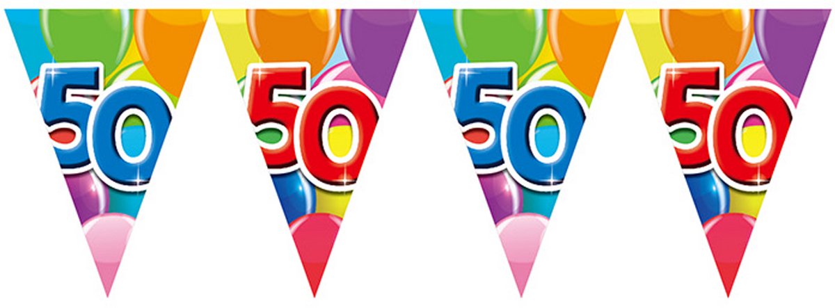 2x Vlaggenlijn 50 jaar 10 meter dubbelzijdig bedrukt - Verjaardag Feestje Vlag Vlaggen Versiering Slinger Feestdecoratie Decoratie