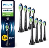 Bol.com Philips Sonicare W2 Optimal White - Opzetborstels - Verpakking van 8- Zwart - Wittere Tanden - HX6068/88 aanbieding