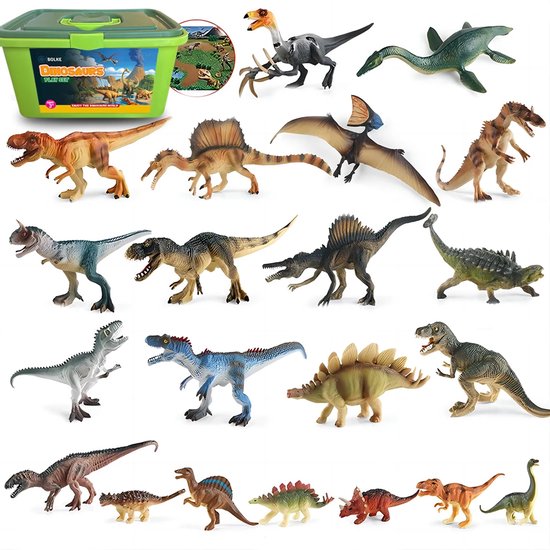 Bolke® - dinosaurus speelgoed - dinosaurus set 21-delig - dinosaurussen - dinosaurus grote set + speelmat - speelgoed set - speelgoed jongens - dinosaurus speelfiguren