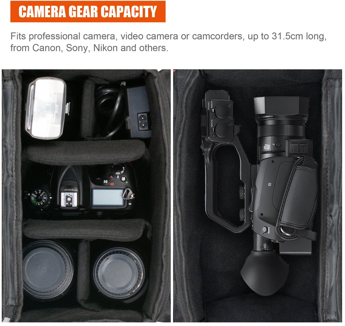 Fosoto 10L schoudertas cameratas fototas voor Canon Nikon Olympus Fuji Pentax Sony foto camera video thumbnail 2