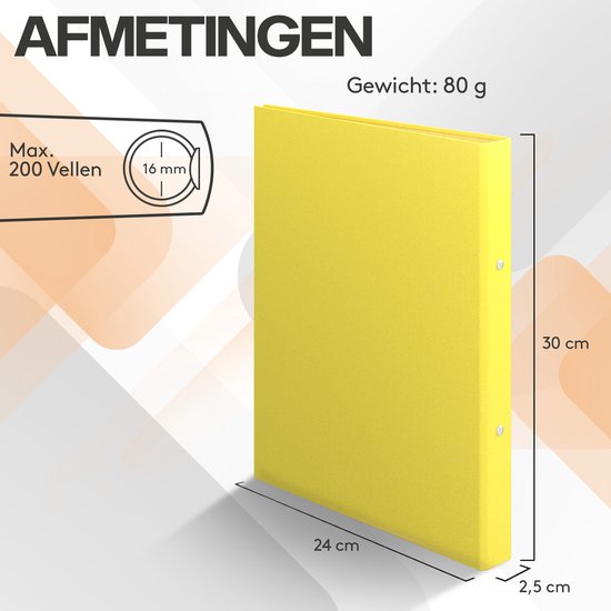 ACROPAQ - 10 x Ringmap A4  - Met 2 ringen - Ringband, Ordner, Ringmappen - 10 Kleuren