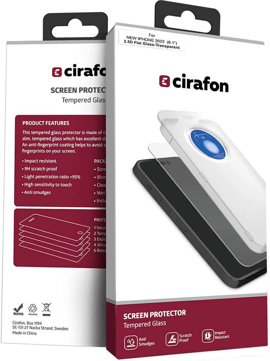 Cirafon Ultra-Wide (Double Tempered) 9H iPhone 13, iPhone 13 Pro, iPhone 14, iPhone 16e