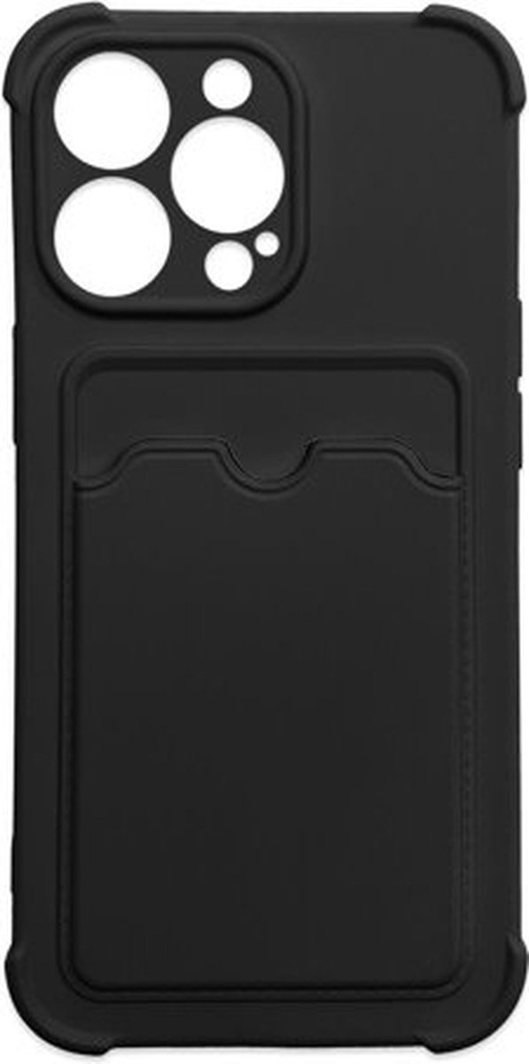 Back Cover geschikt voor iPhone 13 Mini met kaarthouder - Silicone Air Bag Armor - zwart Zwart