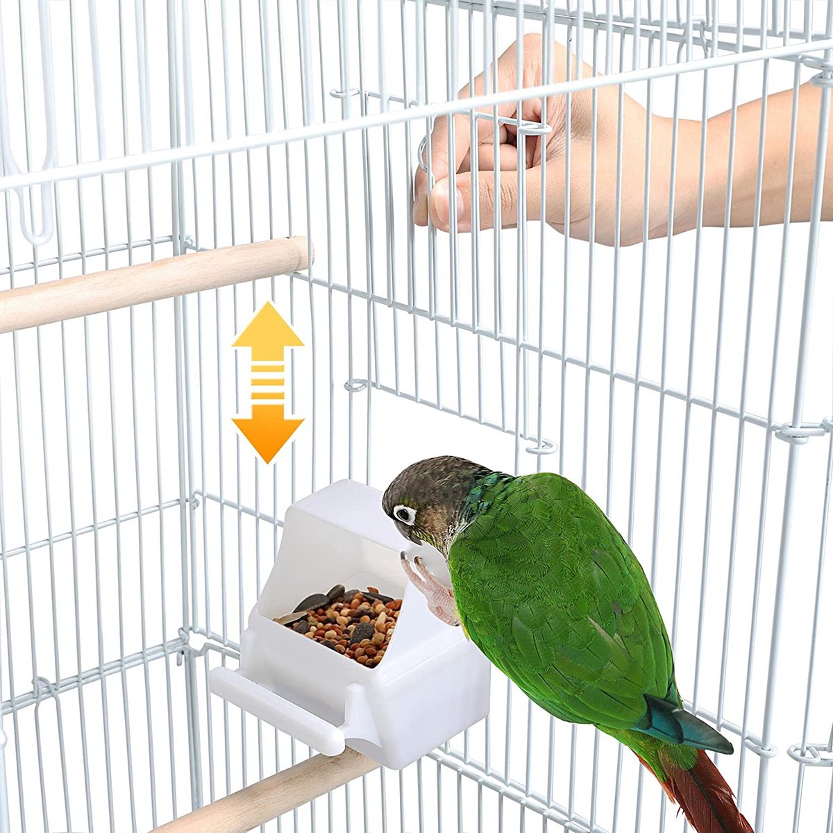 Papa Simba XXL Vogelkooi voor Parkieten & Kanaries - Met Standaard, Wielen, Zitstokken & Voerbakken - Sterk Metaal- Wit- HMTM-10002-White thumbnail 2