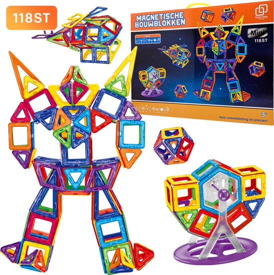 Magnetische Bouwblokken "118 st." - Educatief Speelgoed - Magnetische Bouwstenen - Speelgoed 4 Jaar - 5 Jaar - 6 Jaar - 7 Jaar - 8 Jaar - 9 Jaar - 10 Jaar - Speelgoed - Bouwen - Bouwspeelgoed - Magnetisch Speelgoed Bouwblokken - Magneet Speelgoed