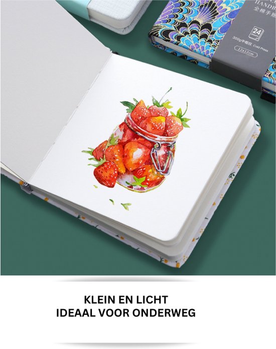 aquarel|schetsboek| Groen| 12x12cm|24 vellen|300g|Koudgeperste - Potentate