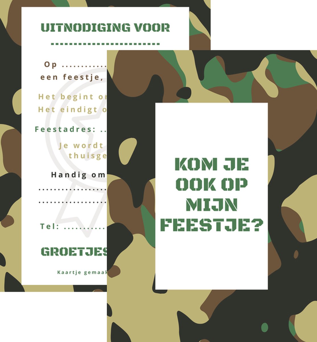 METIWA - Uitnodiging Kinderfeestje Camouflage - 10 stuks - Uitnodigingskaarten - Uitnodiging Verjaardag - Uitnodiging Kinderfeestje Camouflage - Uitnodiging Leger op Prijzenvolger.com