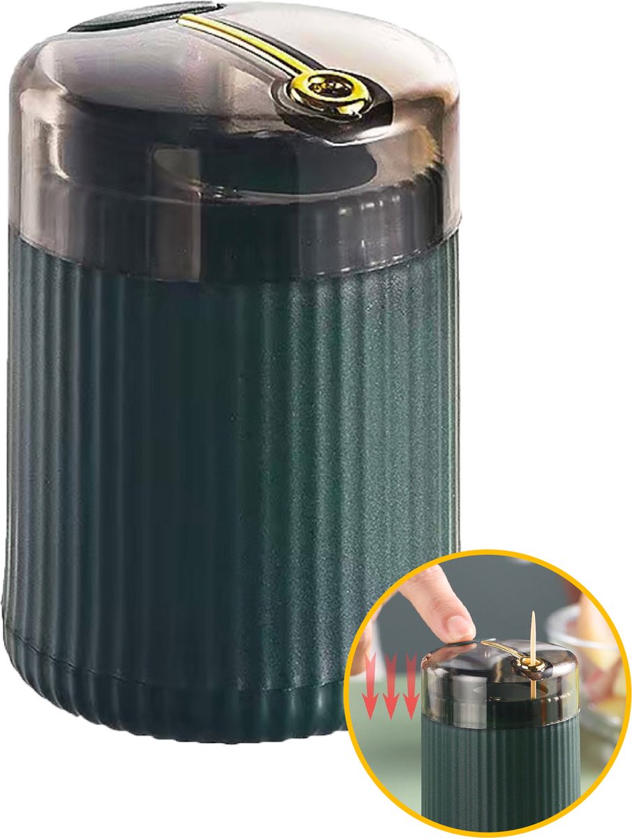 Tandenstoker houder - Tandenstoker dispenser - Hout - Hapjes prikker - Groen