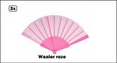 3x Waaier roze - Carnaval optocht thema feest festival decoratie fun verkleedaccesoires