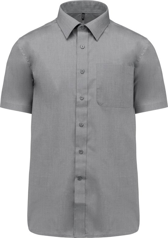 COOFANDY Oxford herenoverhemd met korte mouwen - ongedwongen zomers licht zakelijk katoenen chambray overhemd met geruite kraag, Lichtgrijs, M