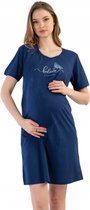 Vienetta zwangerschap nachthemd voor borstvoeding met korte mouwen - 100% katoen, marineblauw | katoenen nachthemd | zwangerschapsnachthemd | comfortabele nachthemd voor borstvoeding. XL
