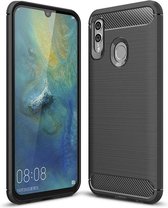 Carbon Case Flexible Cover TPU Case geschikt voor Huawei P Smart Plus 2019 / Honor 10 Lite zwart