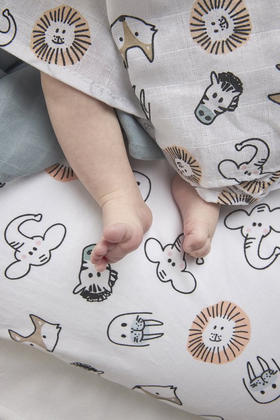 Meyco Baby Animal monddoekjes - 3-pack - hydrofiel - multicolour - 30x30cm van Meyco Baby — afbeelding 2