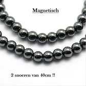 Perles en pierre naturelle, Hématite Magnétique, perles rondes de 4mm, trou 1mm. Par 2 cordons de 40cm (= longueur de ficelle 80cm)