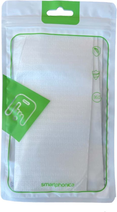 Verpakking voor telefoonhoesje met het Smartphonica logo.