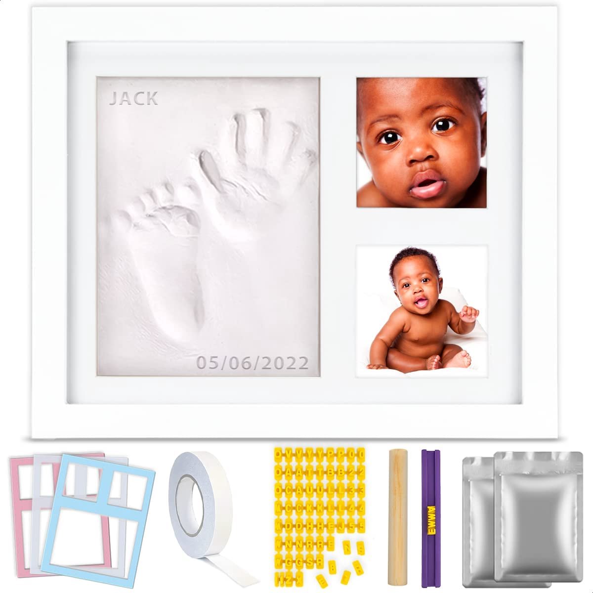 Goedkoopste Babyfotolijst Set \ posters voor de kinderkamer - Baby Hand en Footprint Kit \ kit voor pasgeboren jongens/meisjes - baby fotolijst, Fotolijstplank