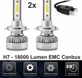 H7 LED lampen 6500K CSP 18000 Lumen passieve koeling 90w (set 2 stuks) incl CANbus EMC CHip 6000k Ultra-bright Wit Korte inbouw diepte / 90 Watt Motor / Auto / Scooter / Dimlicht / Grootlicht / Koplampen /  ICE BLUE 8000 Kelvin / CANbus adapter