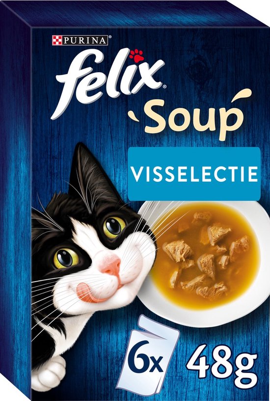 Felix Kattenvoer: 19x het Beste Voor blije kattenbuikjes 5 Felix Soup Vis Selectie - Kattenvoer natvoer - 48 x 48g