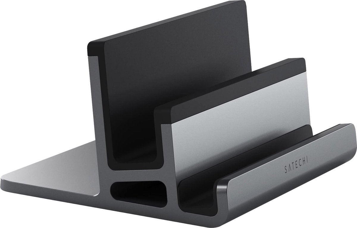 kalibri verticale laptopstandaard voor MacBook - Houten standaard voor laptops - Docking station - Verstelbaar voor laptops tot 2,6 cm dikte - Zwart
