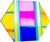 Dibond Hexagon - Rechthoeken in Verschillende Vrolijke Kleuren - 80x69.6 cm Foto op Hexagon (Met Ophangsysteem)