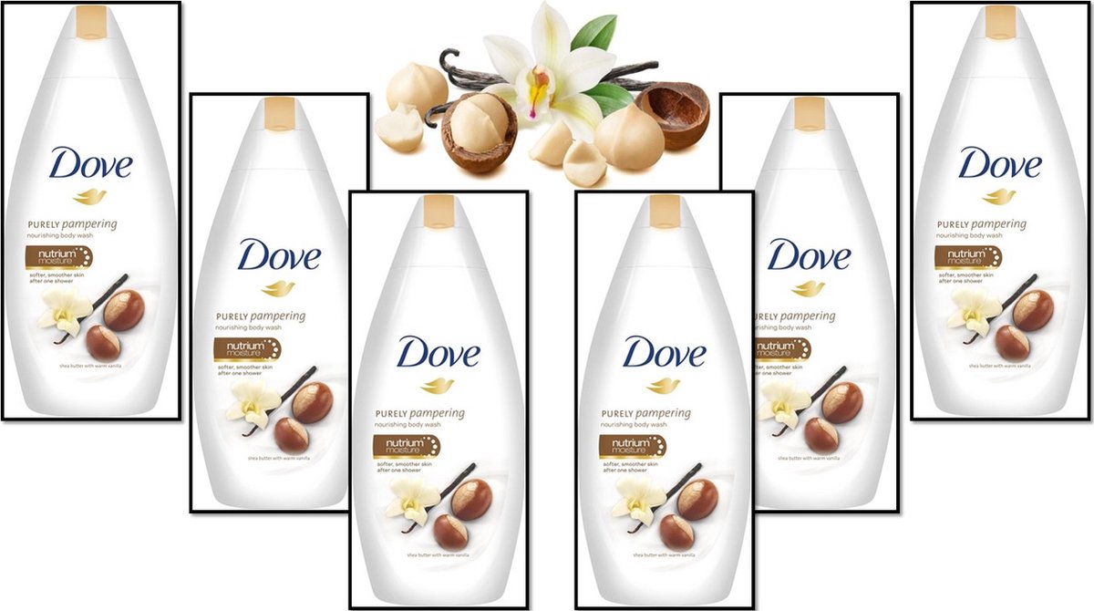 Dove Bodywash / Showergel XL Shea Butter & Vanille - Voordeelverpakking 6 x 500 ML
