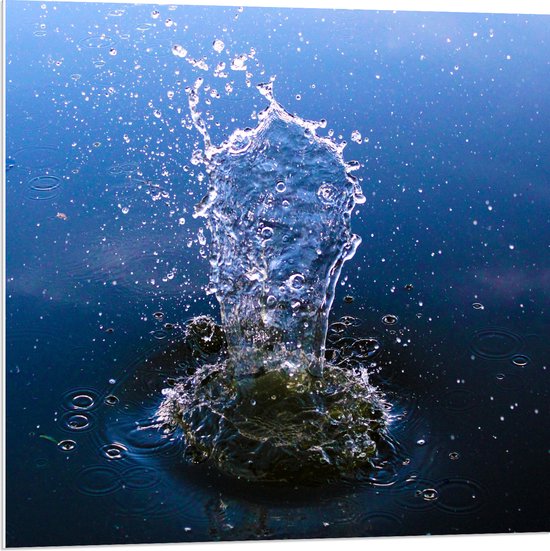 PVC Schuimplaat - Water dat Omhoog Vliegt Nadat er Iets in is Gevallen - 80x80 cm Foto op PVC Schuimplaat (Met Ophangsysteem)