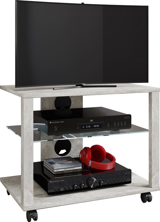 VCM Houten TV Lowboard Castors TV Mobile Rack Console Furniture