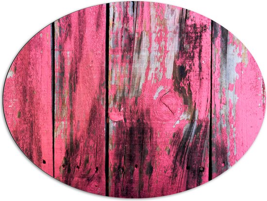 Dibond Ovaal - Roze Geverfde Schutting - 96x72 cm Foto op Ovaal (Met Ophangsysteem)
