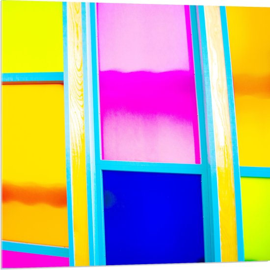 Acrylglas - Rechthoeken in Verschillende Vrolijke Kleuren - 80x80 cm Foto op Acrylglas (Met Ophangsysteem)
