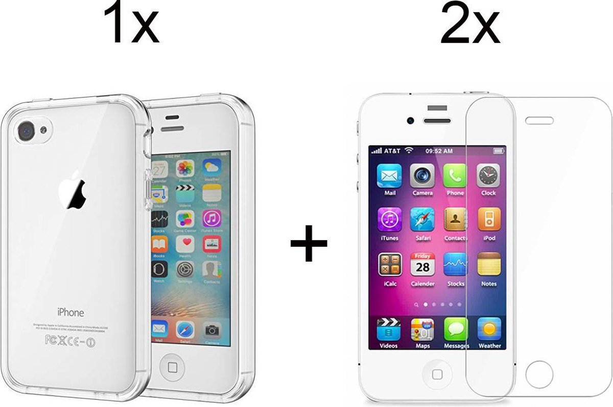 vergeetachtig voorkomen Specimen iPhone 4 en iPhone 4S hoesje transparant siliconen case hoes cover - 2x  iPhone 4/4S... | bol.com