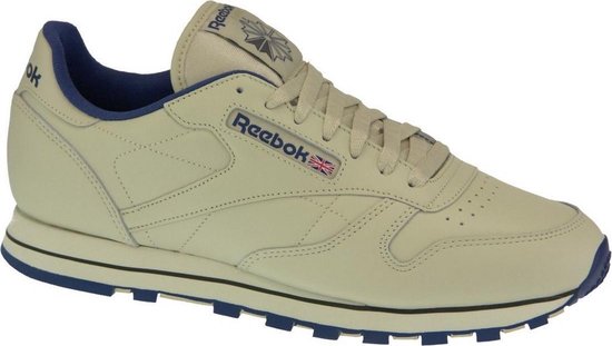 Reebok CL Leather Sportschoenen - Maat 43 - Mannen - beige/blauw | bol.com