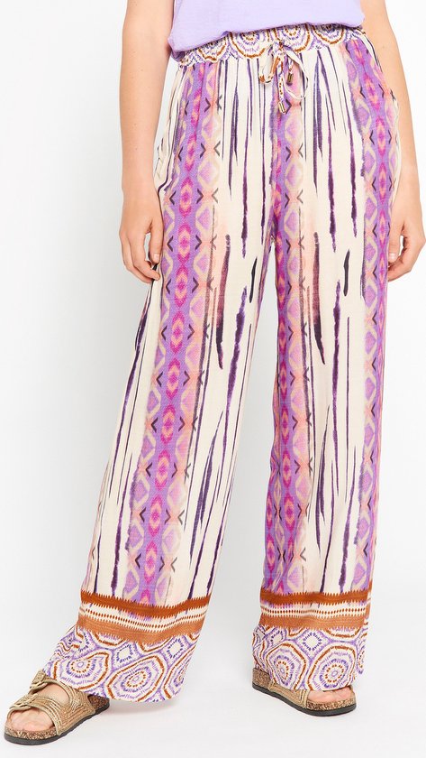 LolaLiza Losse broek met batik - F - Lilac - Maat 42
