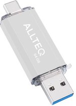 USB stick - Dual USB - USB C - 64 GB - Zilver - Allteq