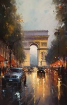 Sfeer Posters - Arc de Triomphe - Poster Parijs - Olieverf stijl - Wanddecoratie - Interieur Design - 51x71 - Geschikt om in te lijsten