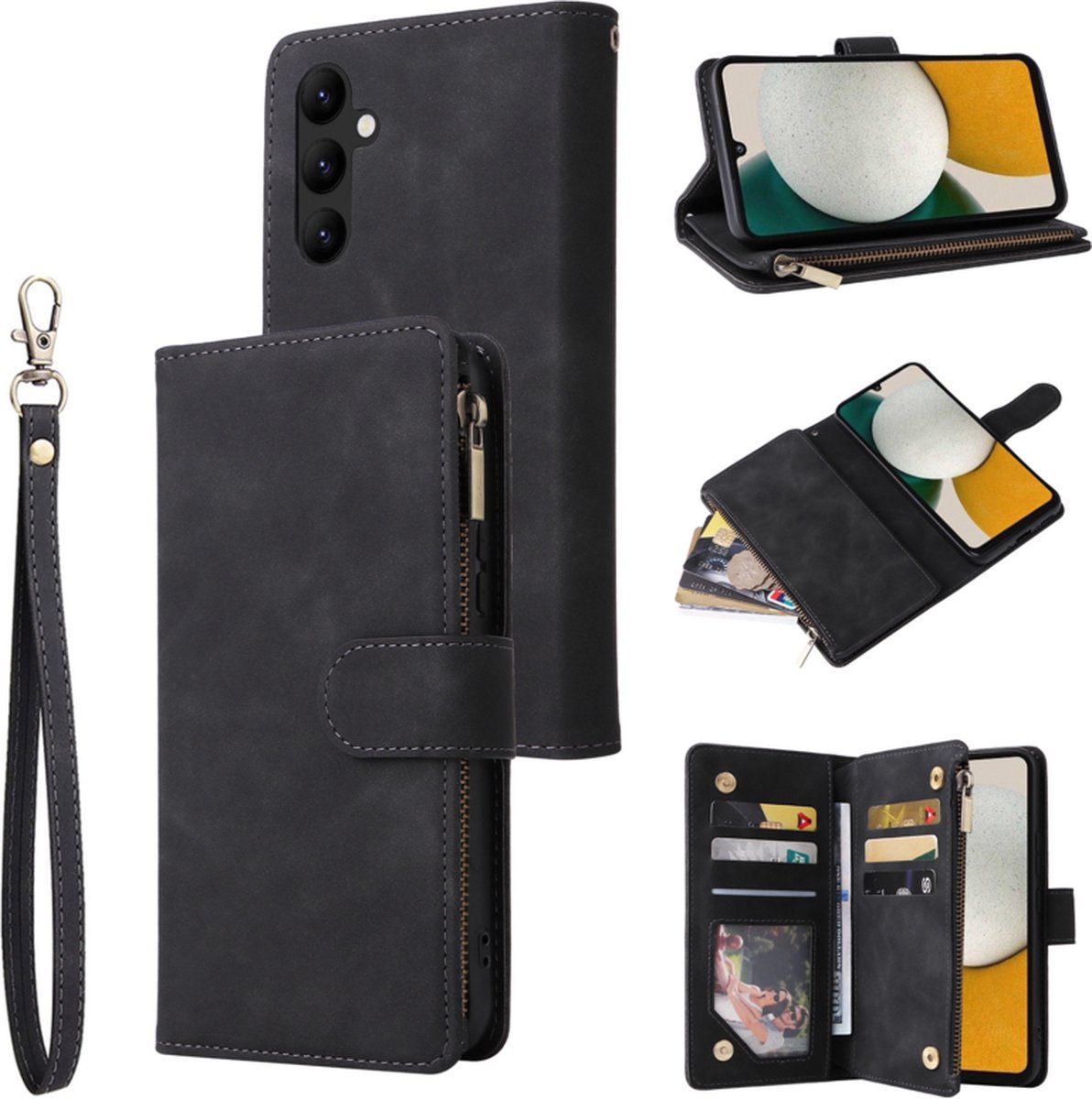 BookCover Wallet Etui geschikt voor Samsung Galaxy A34 5G Zwart
