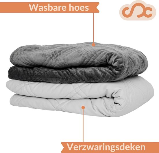 Verzwaringsdeken Set 7 KG Weighted Blanket Beter Slapen – Wasbare Warme Hoes – 200 x 140 – Donkergrijs