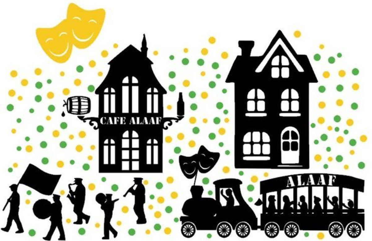 161 delige stickerset raam Carnaval huisjes & optocht herbruikbaar | Rosami