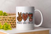 Mok Peace love coffee - Koffie - Coffee - Koffieliefheber - Coffee lover - Cadeau - cup of coffee