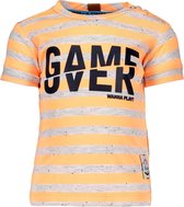 B.Nosy T-shirt game over stripe neon orange ecru melee